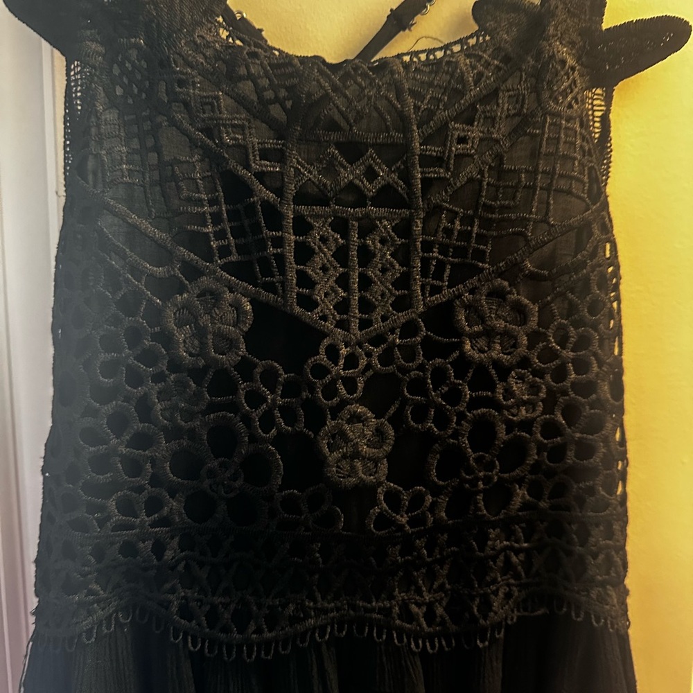 Chelsea & Violet Girls’ Black Lace and Pleated Top - Size
